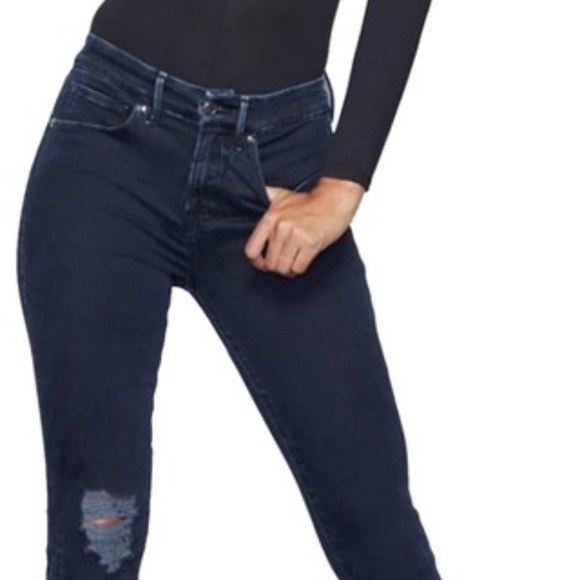 Good American Good Legs High Rise Distressed Skinny Jean (Size 4)